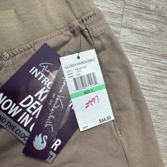 Gloria Vanderbilt Women's Tan Faux Wrap Skirt Skort Shorts NEW 8 Cotton Blend - Picture 4 of 8